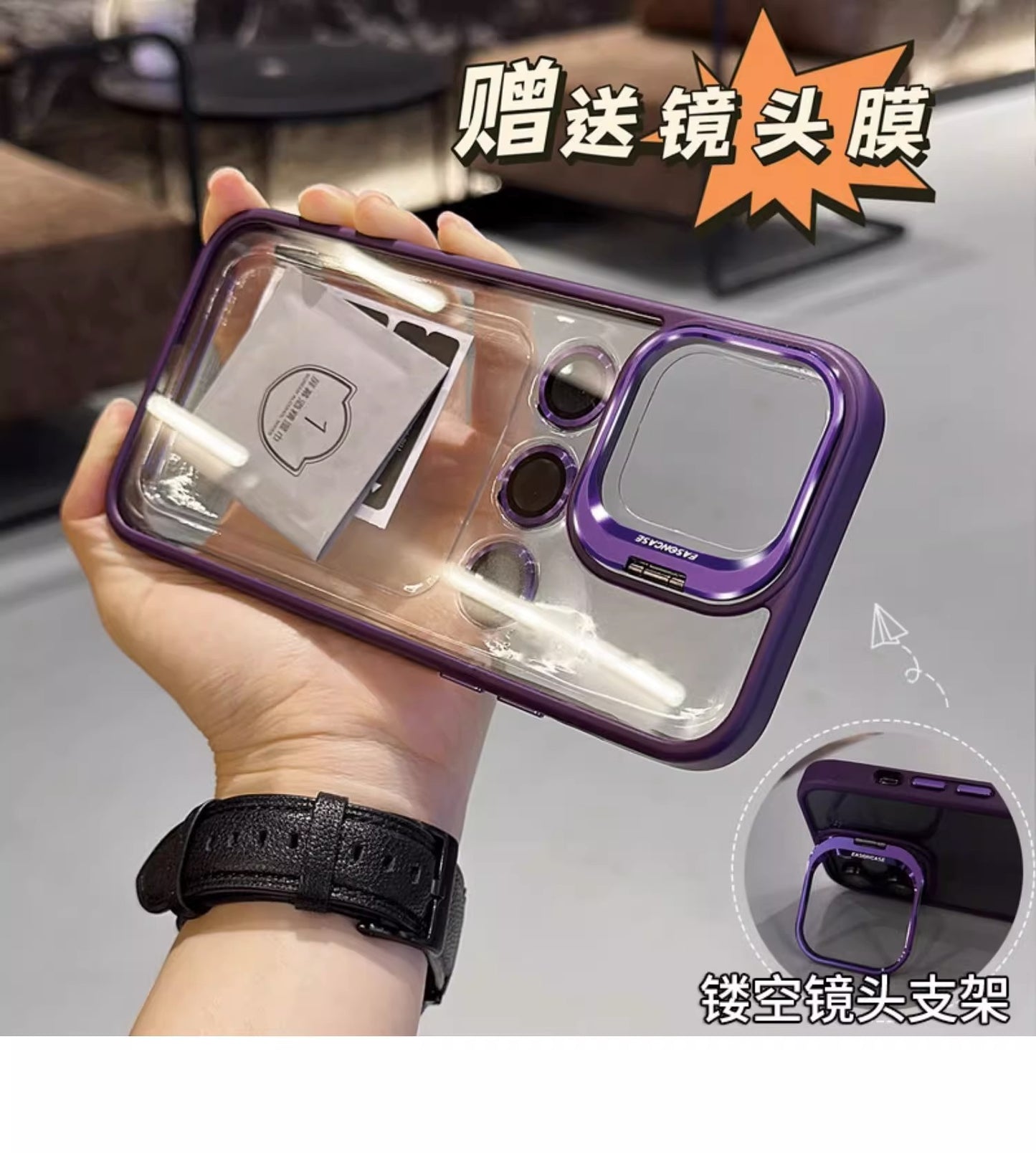 (Free shipping)For iPhone Superior summer orange  Phone case transparent lens film Lens cap bracket for free