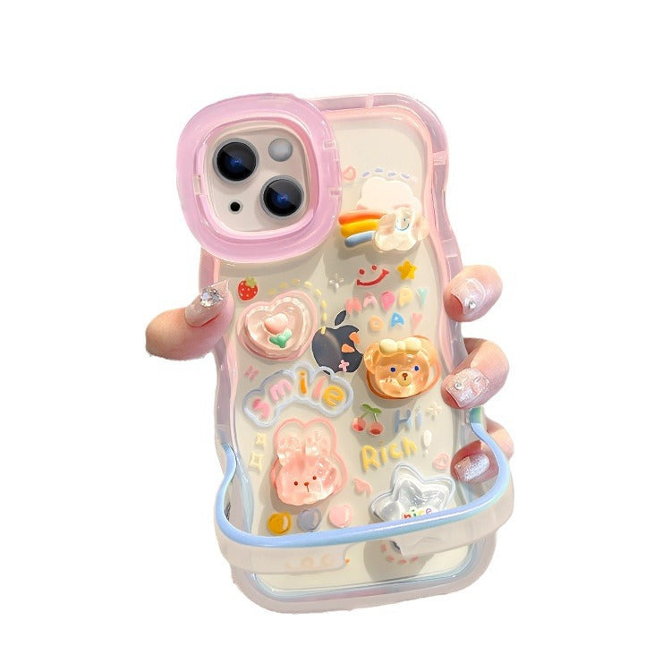 Accessories Cloud doll for Apple 14iPhone15Pro dual bracket new cute niche mobile phone case creative trend