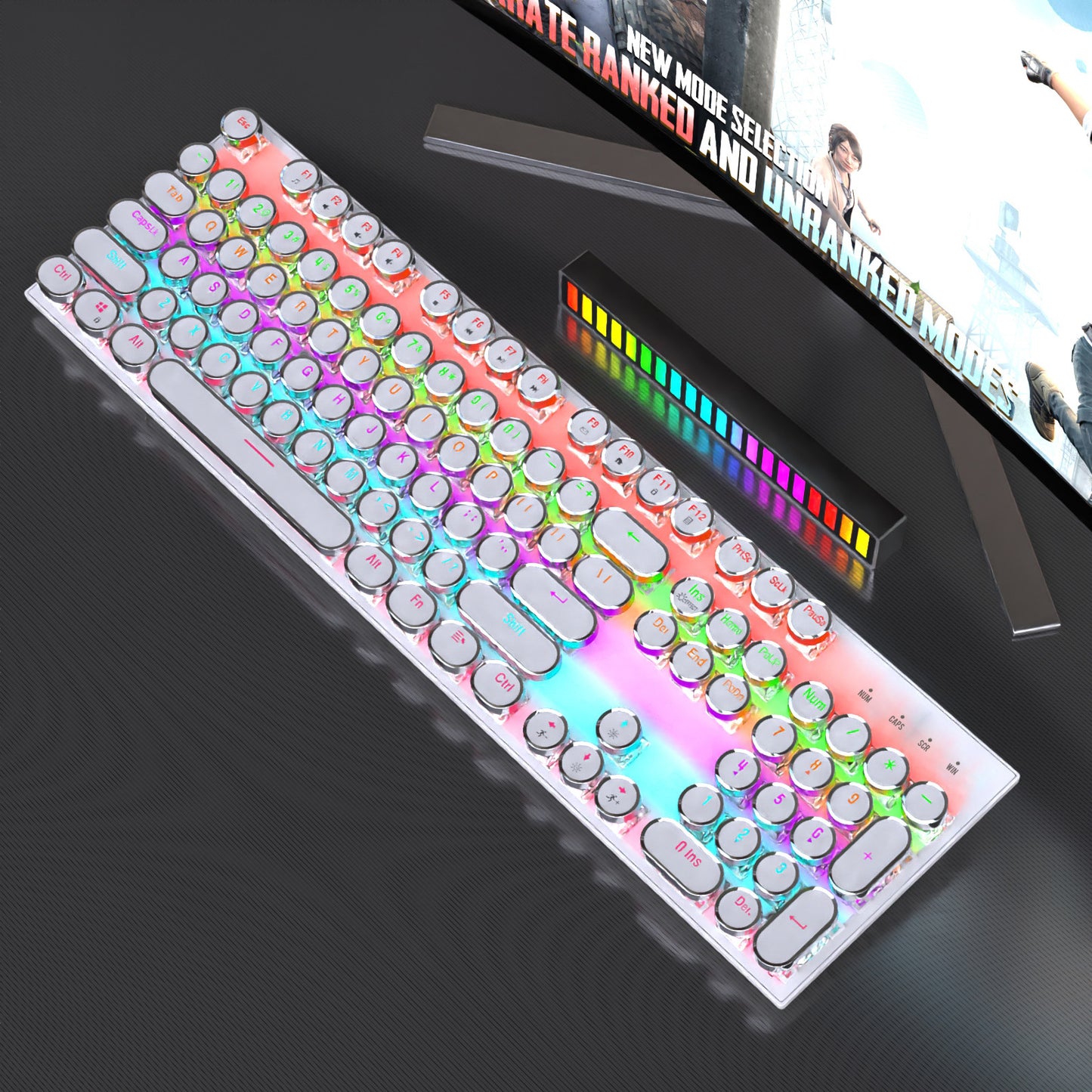 Punk steam retro mechanical keyboard three-mode RGB pluggable shaft body green shaft