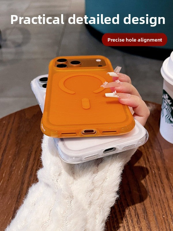 Corrugated matte magnetic suction for iPhone 17promax mobile phone case New iPhone16 four-corner airbag anti-drop protection 17pro strong magnetic adsorption matte texture women's case Phone accessories