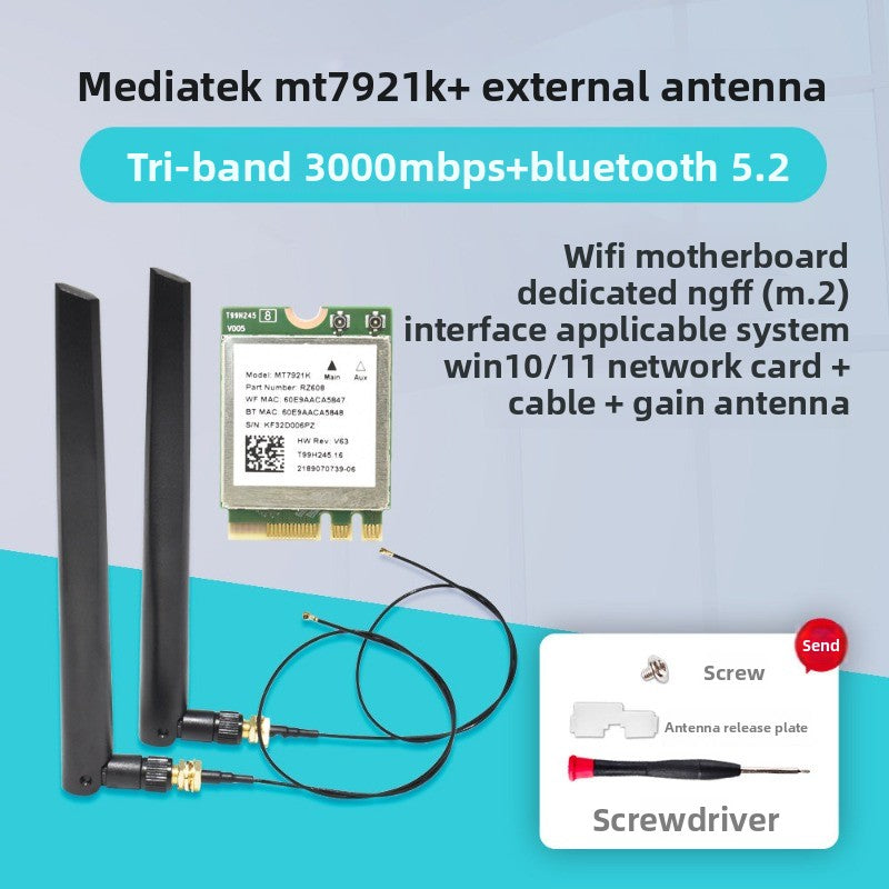 Wifi card for MT7922/MT7925/MT7902 WiFi6 WiFi6E MediaTek AW-XB604NF MT7921K MT7927 MT7922A22M MT7902 MT7925B22M RZ616 RZ608 RZ717 RZ608 0C011-00300100 0R5DHJ Wireless network interface card Bluetooth 5.4 Laptop Desktop AMD