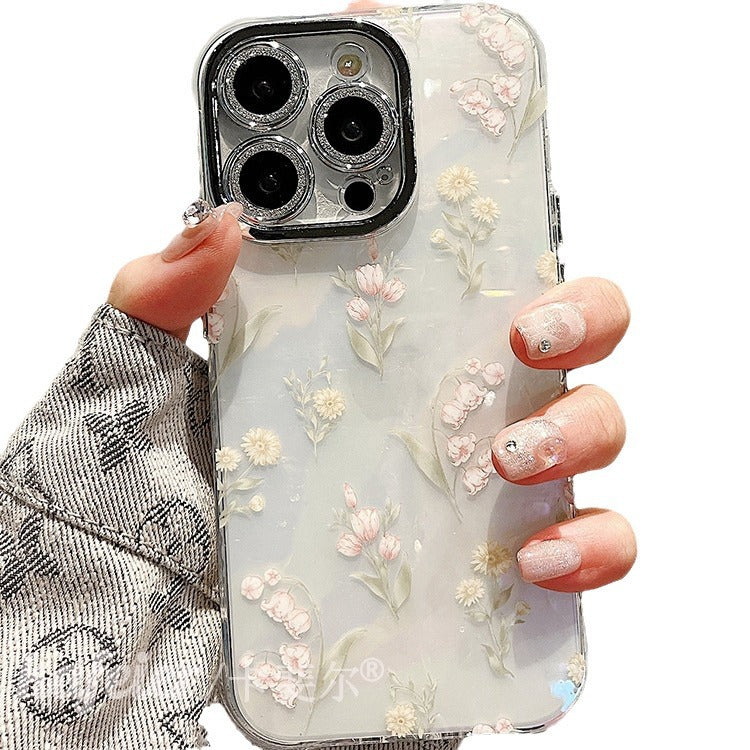 Accessories for premium sense fritillary shell peony flower bracelet iphone14pro max mobile phone case apple 15 new