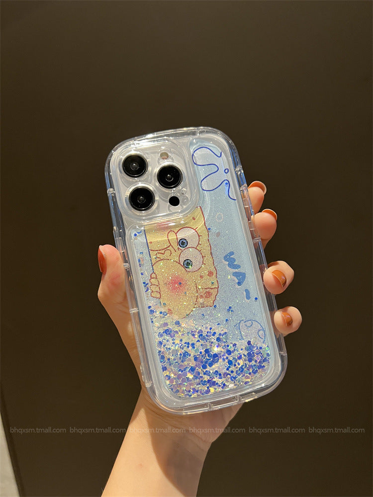 Accessories ins light blue cute quicksand cartoon suitable for apple 14promax mobile phone case iphone14 protective case 13pro