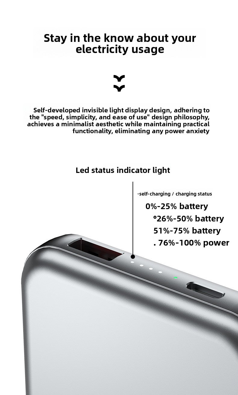 KC magnetic power bank 10000 mAh with its own cable ultra-thin watch earphones wireless fast charging power bank