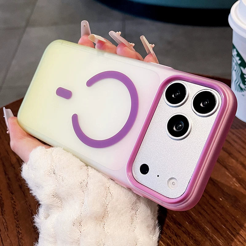 Skin feeling gradual change Magnetic suction For iPhone 18promax mobile phone case New iPhone17 matte semi-transparent back plate 16pro High protection at the lens Women's simple shell Phone Accessories