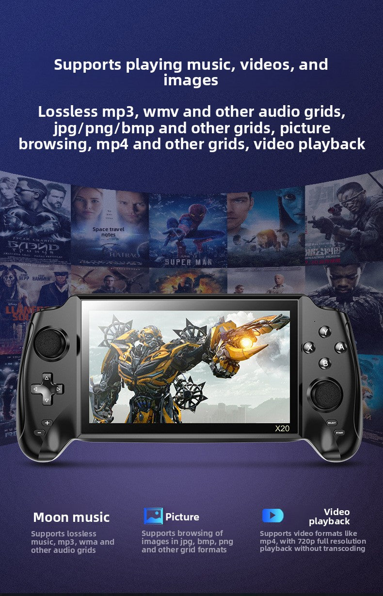 7" inch X20 IPS HD Dual joystick psp 4500mAh rechargable 2.4G Support wireless gamepad Linux games Handheld Game Player console GBA nostalgic retro NES game console FC