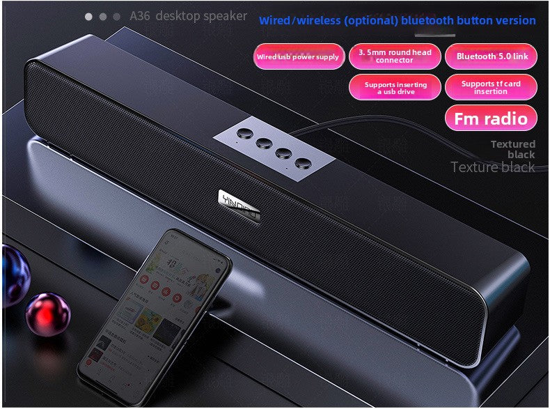 Silver Diao A36 Computer Bluetooth Audio USB Smart Speaker Subwoofer Card