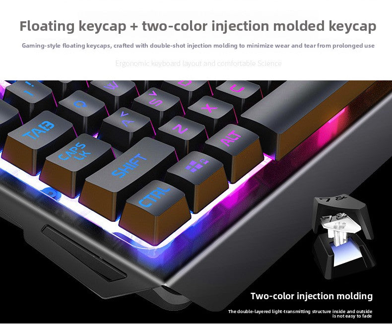 Silver engraving V2 mechanical feel knob gaming keyboard desktop computer notebook wired luminous e-sports