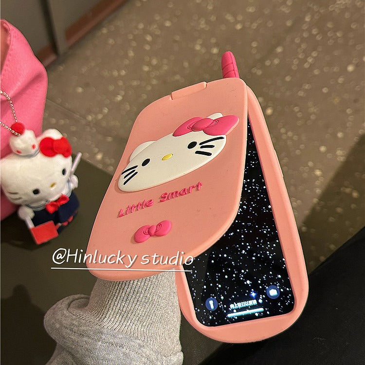 Accessories pink cartoon KT cat flip big brother for apple 14 mobile phone case iphone15pro max new 13p