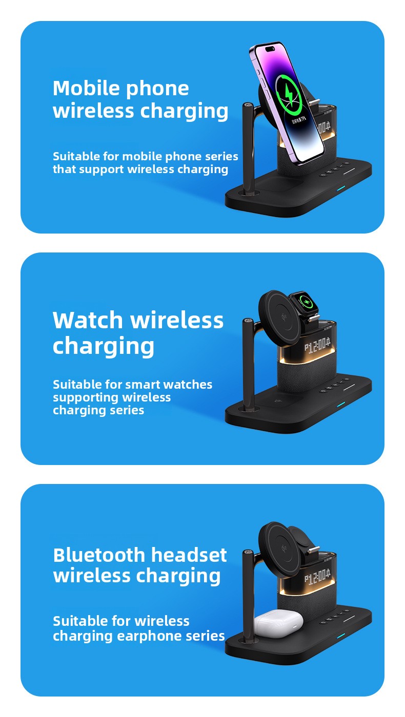 Magnetic wireless charger 3-in-1 wireless charging Clock  for Apple 3-in-1