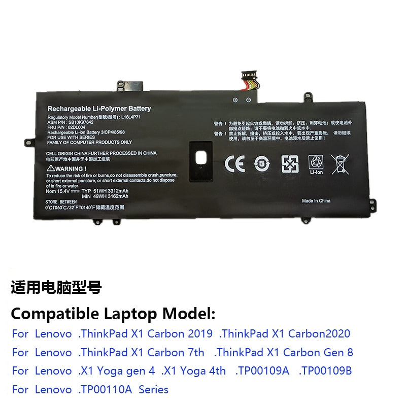 (Shipping fee not include)全新for For  Lenovo  L18L4P71 L18C4P71 L18M4P72  02DL006  battery