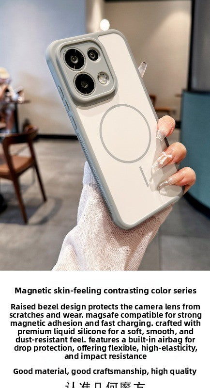 Contrast color heat dissipation Magnetic suction For OPPO Reno16pro mobile phone case New 15pro Strong magnetic adsorption Fine hole frame reno16 Side heat dissipation design Soft edge case Phone Accessories