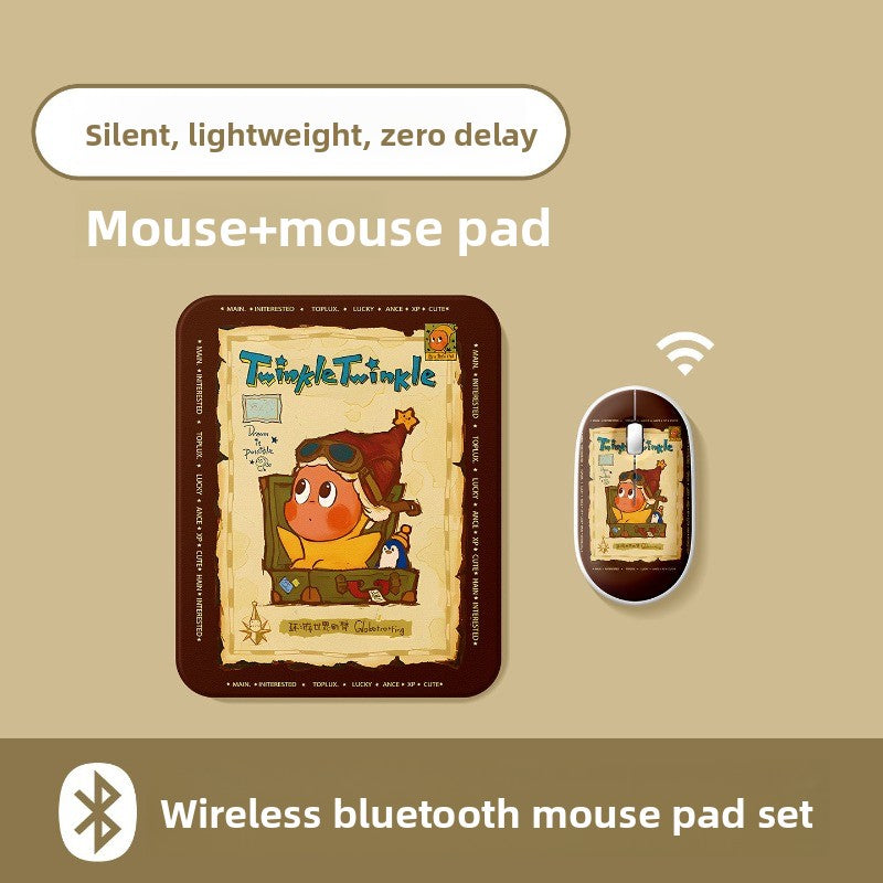 Bluetooth Keyboard Mouse Set For Apple Huawei Xiaomi Tablet PC External Notebook Wireless Silent Light 0 Delay Office Game iPad Charging Girls Cute Stars Tablet Accessories