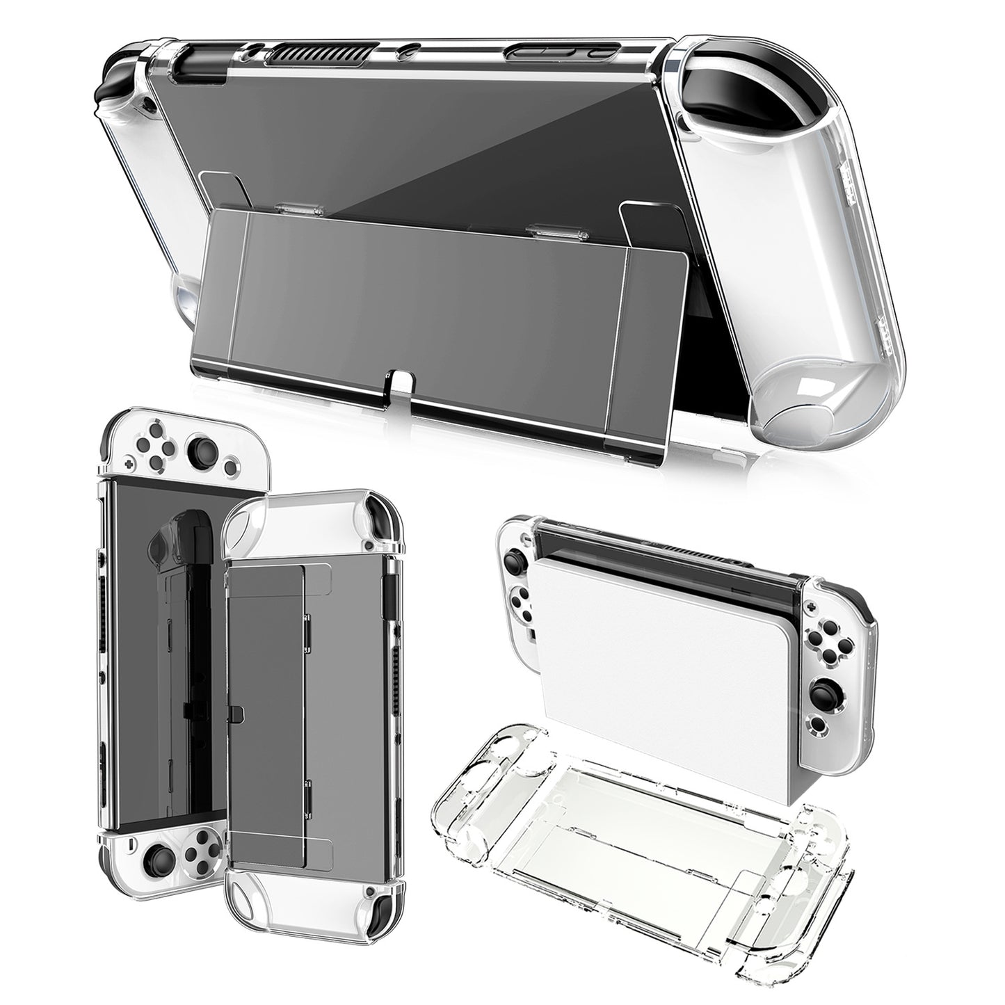 Suitable for Nintendo switch OLED crystal case with bracket switch OLED protective case PC hard case