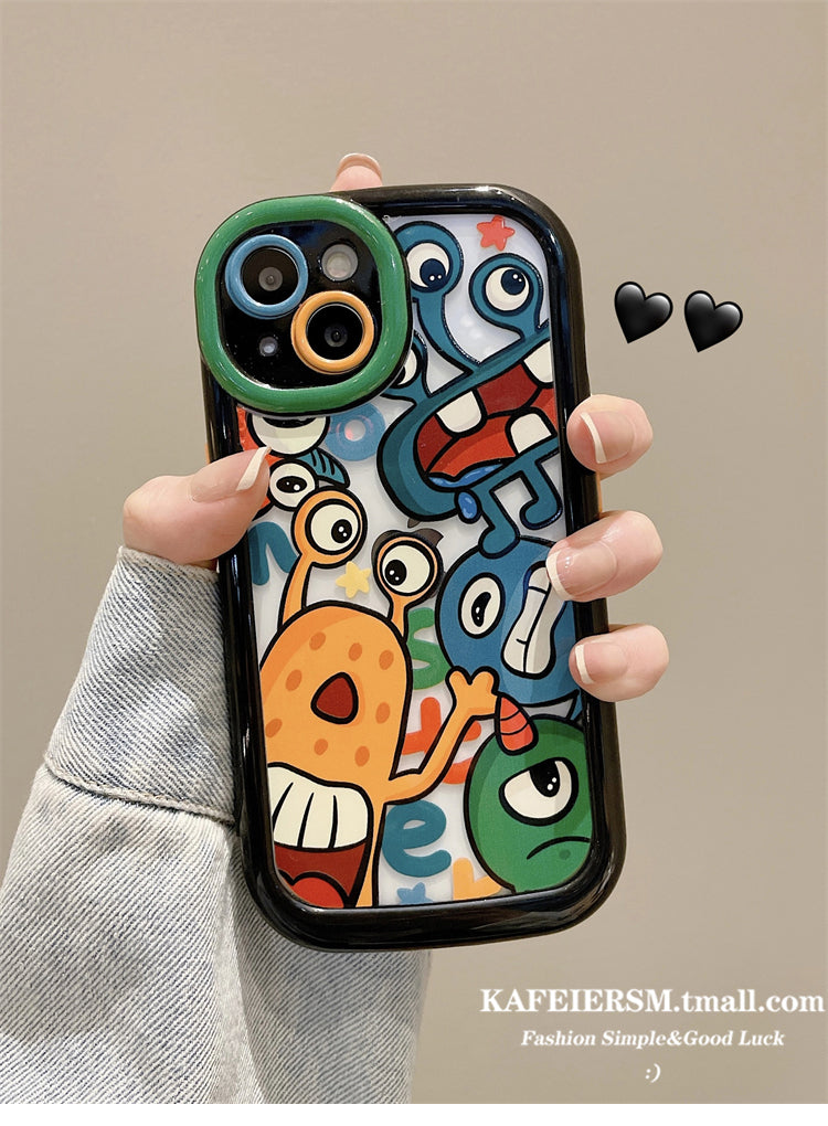 Accessories for iphone15promax mobile phone case Apple 13 fun cute little monster 13 pro cartoon new female