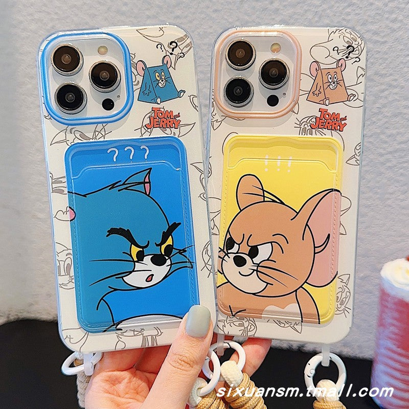 Accessories Cat and Mouse Card Case Card Case Suitable for Apple 14 Mobile Phone Case iPhone15promax Card Case 13 New