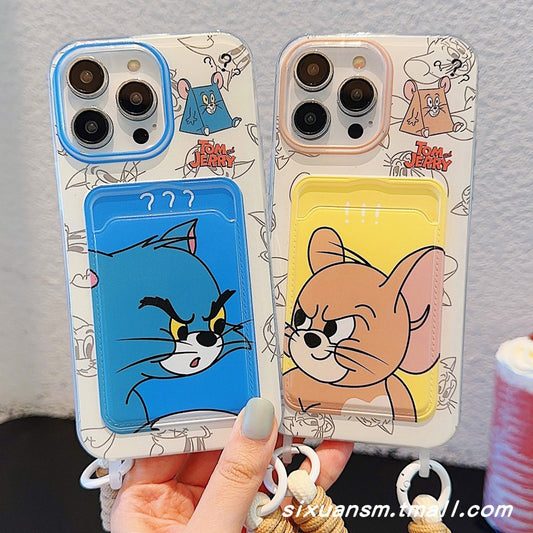 Accessories Cat and Mouse Card Case Card Case Suitable for Apple 14 Mobile Phone Case iPhone15promax Card Case 13 New