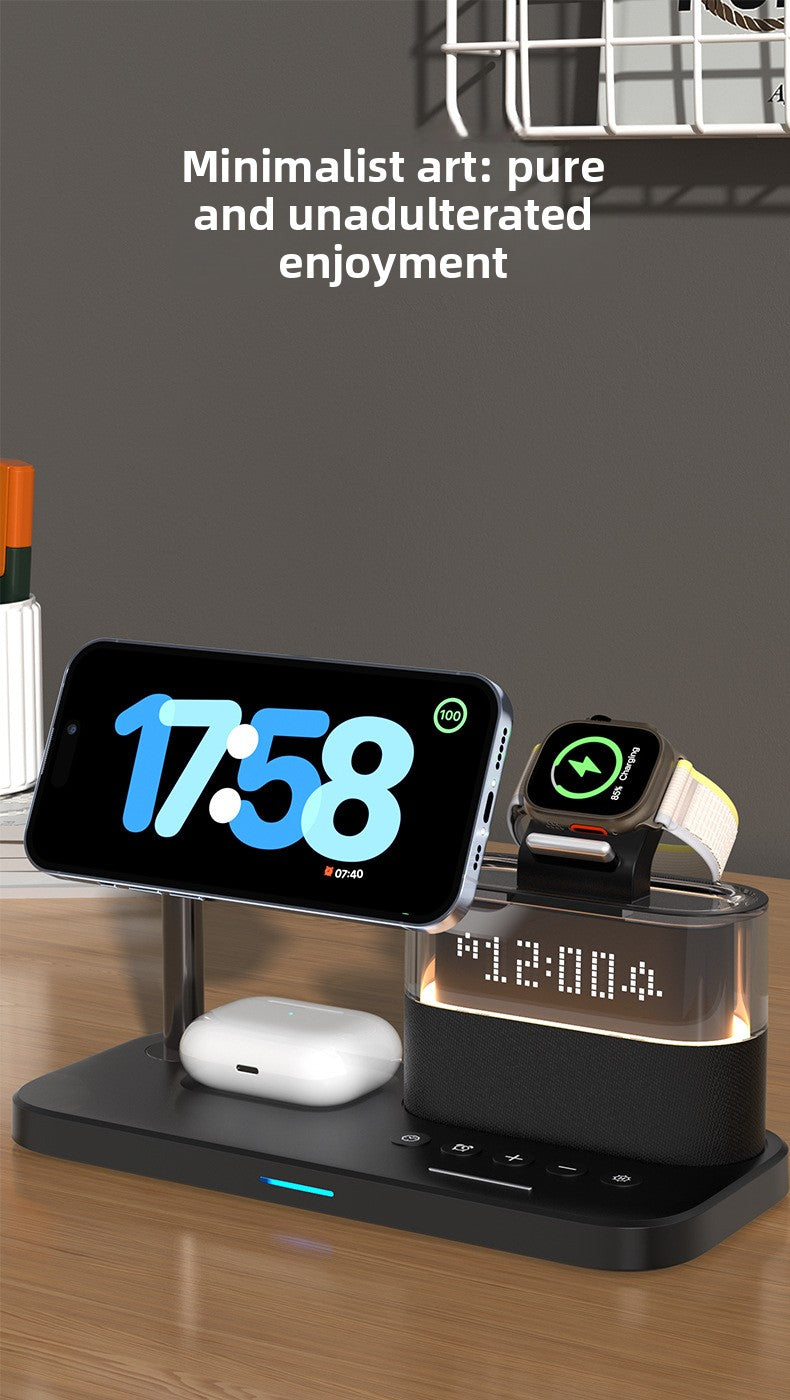 Magnetic wireless charger 3-in-1 wireless charging Clock  for Apple 3-in-1