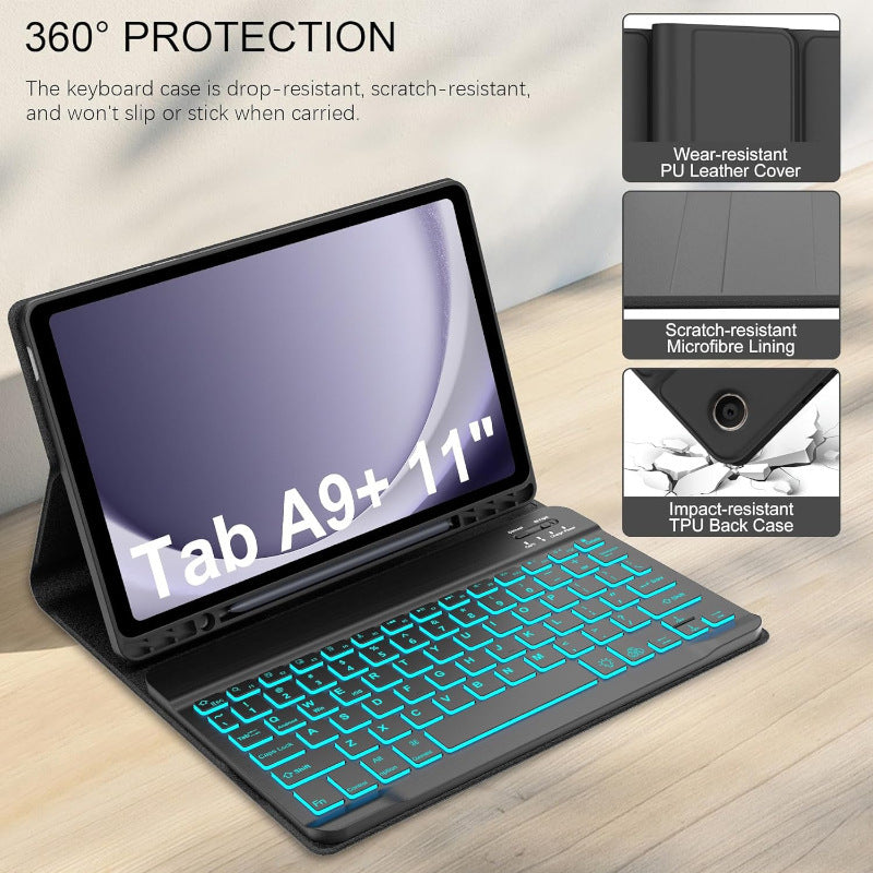 Suitable for Samsung A9plus 11-inch backlit Bluetooth keyboard X210 protective case X216X218 bracket leather case A9 + protective Accessories