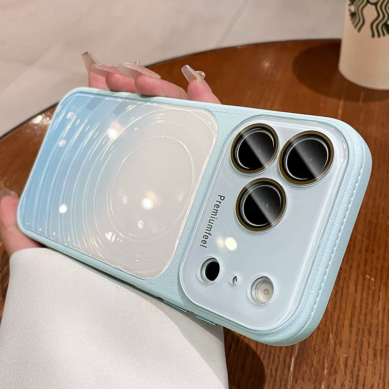 Ice ripple pattern heat dissipation for iPhone 17promax mobile phone case iPhone16 seconds becomes larger, the window gradually changes, smudging women's protective case 15pro niche case Phone accessories
