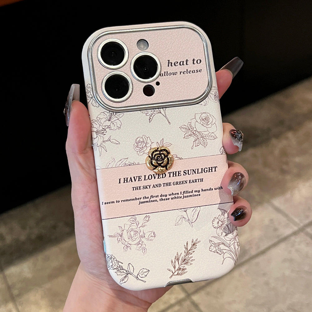 Accessories Windows retro camellia sticker literary application Apple 15promax mobile phone case new 14 all-inclusive anti-drop women