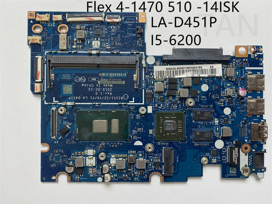 (Shipping fee not include)  motherboard system board  Lenovo/  LA-D451P Flex 4-1470 510 -14 I5-6200