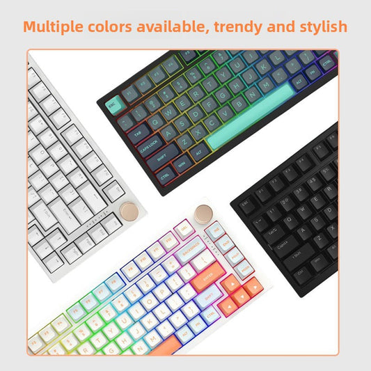 81-Key Gaming Mechanical Keyboard Hot Swap Shaft Body Volume Knob Game Wired RGB