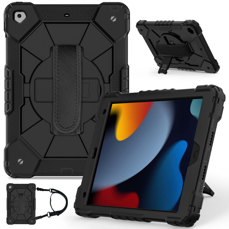 Applicable to iPad 10.2 inch tablet silicone cover iPad9th generation 8th generation 7th generation silicone portable rotating bracket protective case protective Accessories