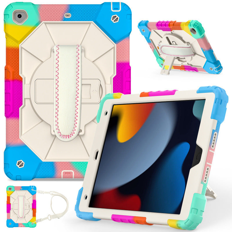 Applicable to iPad 10.2 inch tablet silicone cover iPad9th generation 8th generation 7th generation silicone portable rotating bracket protective case protective Accessories