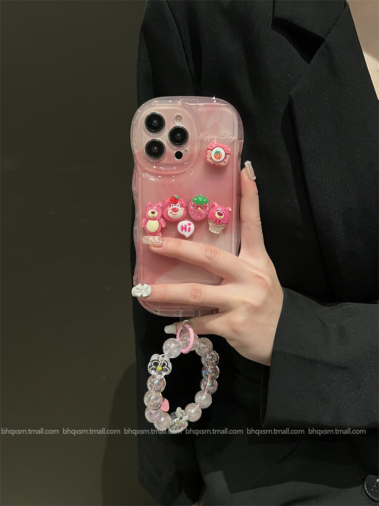 Accessories Smudge Powder Strawberry Bear Powder Lollipop Bracelet for Apple 14promax Mobile Phone Case iPhone13/14 New