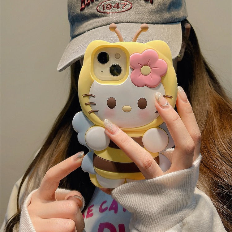 Accessories Internet celebrity cute bee HelloKitty for iPhone 14 mobile phone case cartoon iphone15promax new model