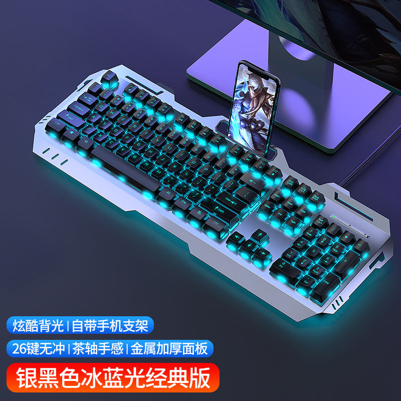 (Shipping fee not included) Cross-border mechanical tea shaft feel keyboard mouse earphone set laptop wired keyboard mouse e-sports game