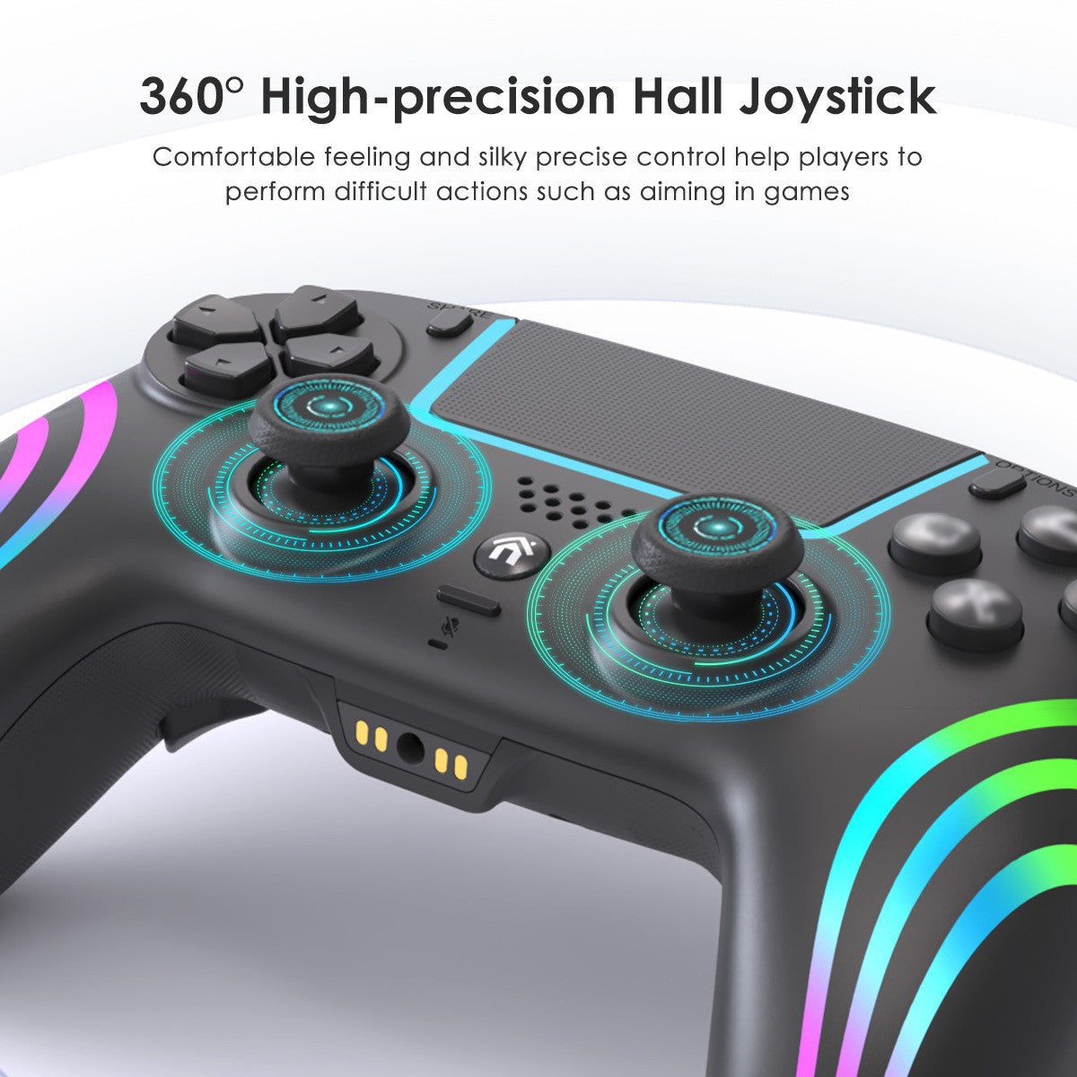 PS4 wireless handle, Bluetooth somatosensory gamepad, colorful lights P4 controller, computer PC tablet universal handle