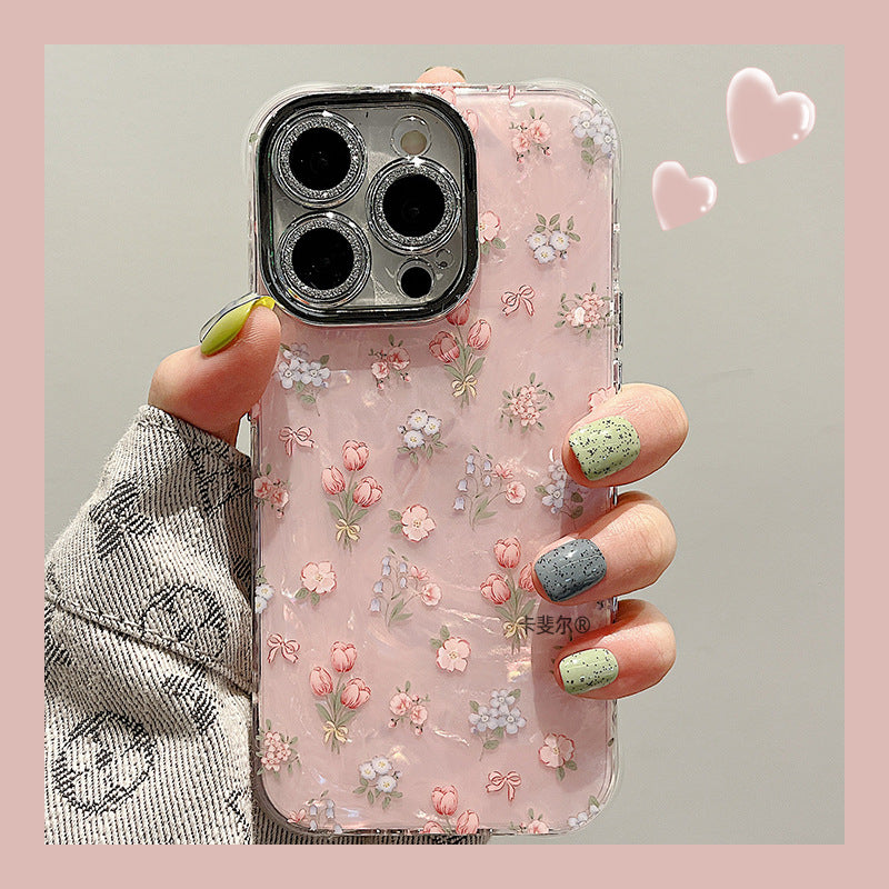 Accessories for summer fresh small floral shell pattern bracelet iphone15pro max mobile phone case Apple 14 new models