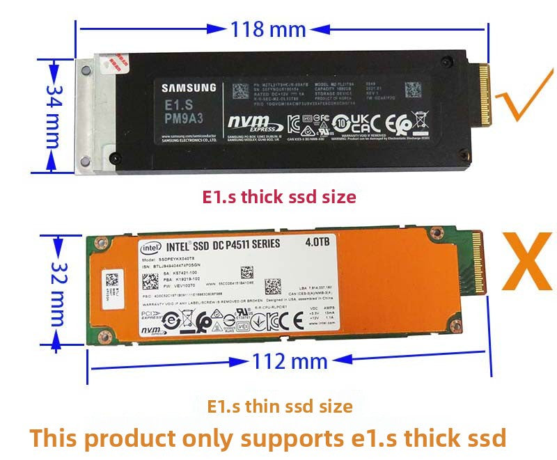 P5801X EDSFF E1.S SSD to SFF-8639 U.2 Extension adapter Repair Tools