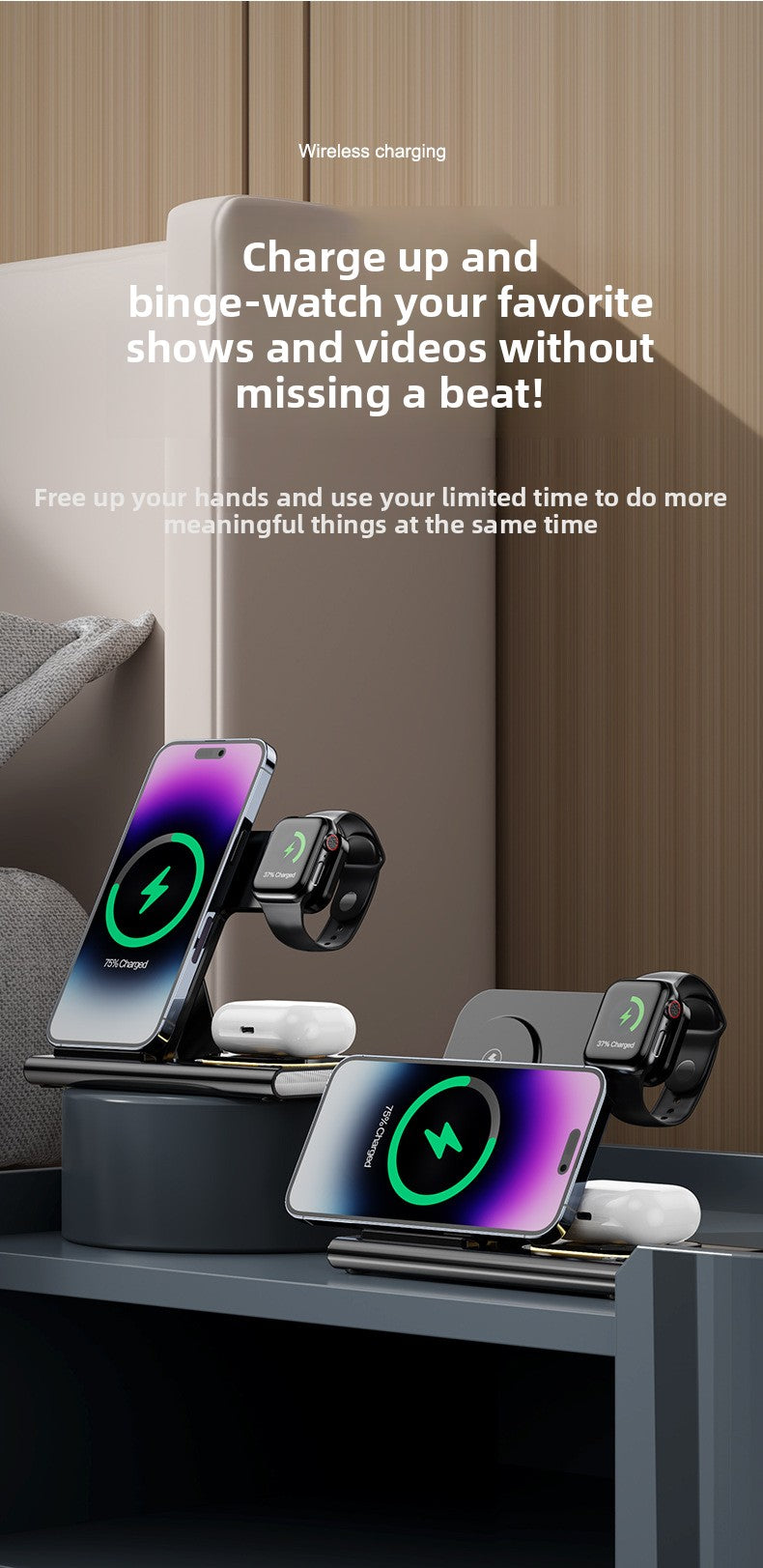 3-in-1 wireless charger 15W for iPhone16 fast charging AirPods Pro iWatch 1-10th generation