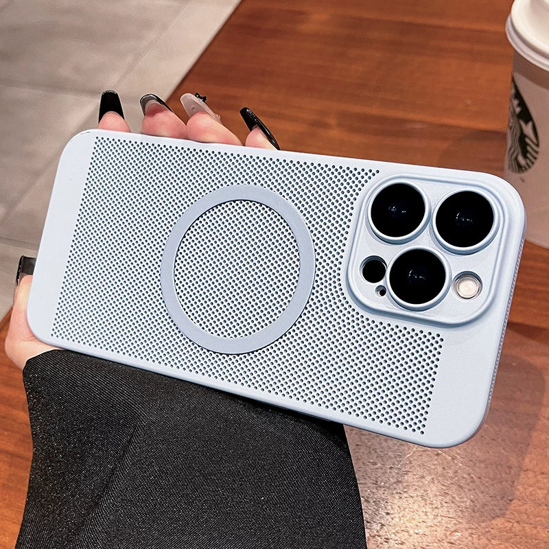 For iPhone 16Promax mobile phone case new iphone15pro protective case 17Promax ultra-thin breathable 13 heat dissipation magnetic suction 12 all-inclusive 14 men's and women's 8plus matte simple hard case Phone accessories