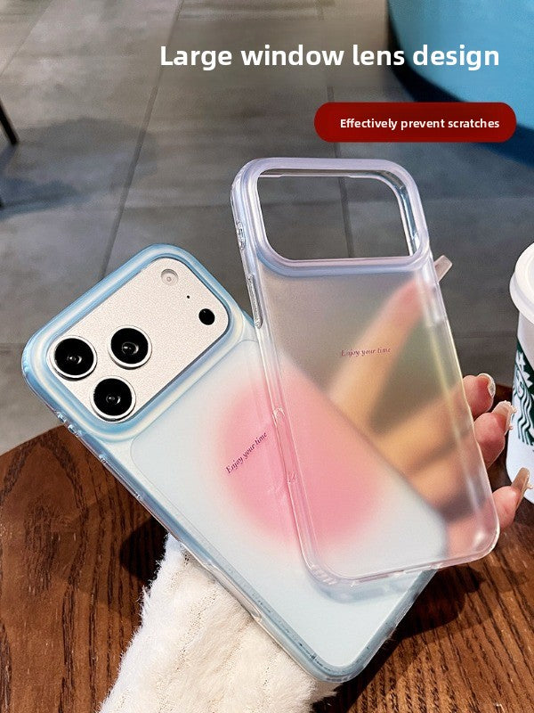 Semi-transparent gradual change blush For iPhone 18promax mobile phone case New iPhone17 smudged English letter protective case 16pro Summer clear women's simple case Phone Accessories