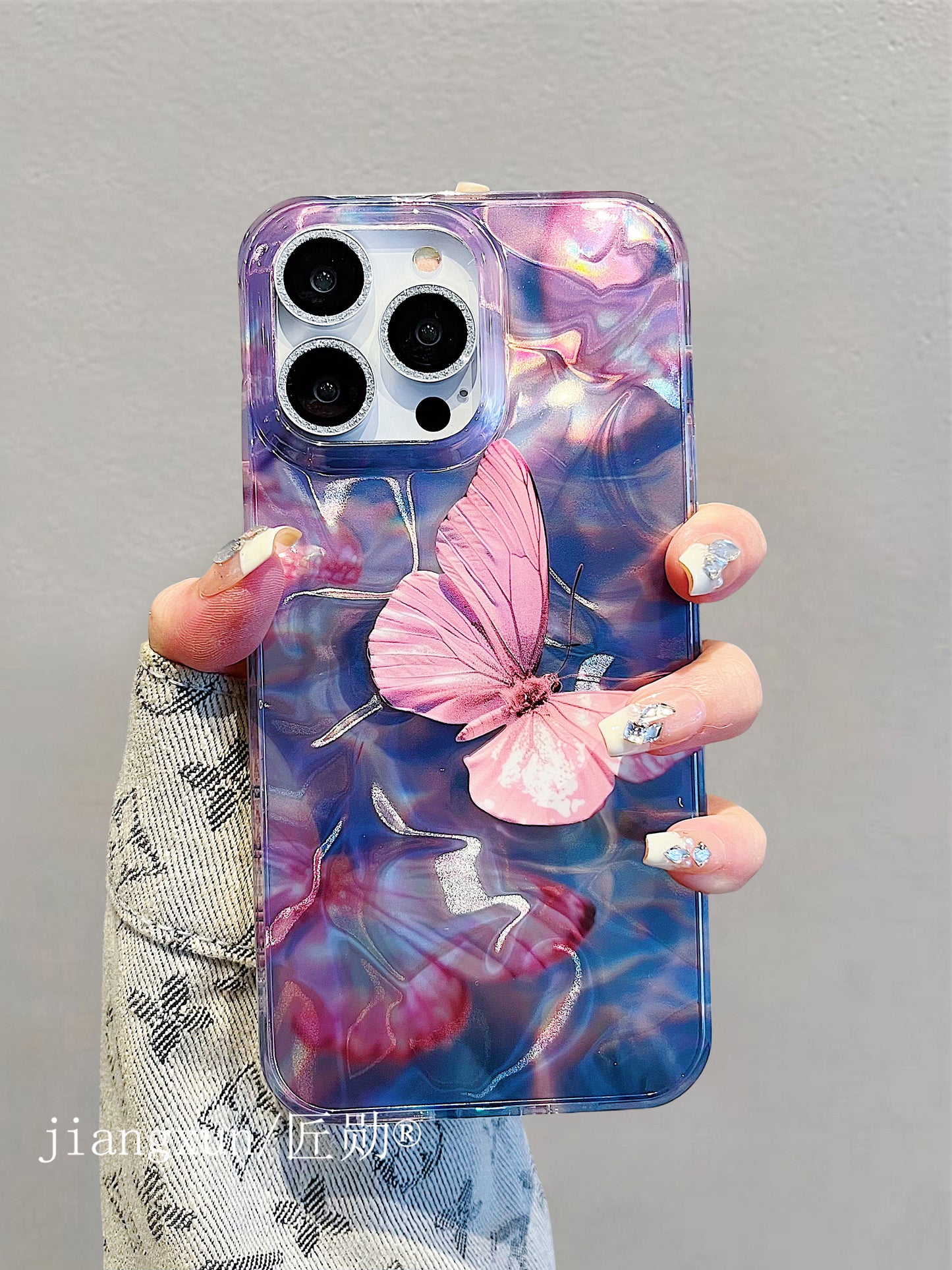 Accessories for iphone15promax mobile phone case 13 water ripple ins wind butterfly 14 new 14promax apple