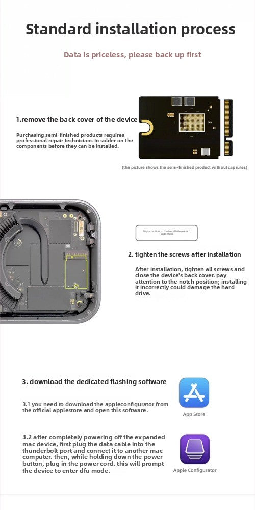 Solid State Drive Kit 1T/2T/4T/8T For MAC MINI M4  Mac Studio M1Max/Ultra M2Max/Ultra M3Max/Ultra M4Max/Ultra M4Pro SSD Capacity Upgrade SSD New Particles Increase Speed Upgrade Memory DIY Reair