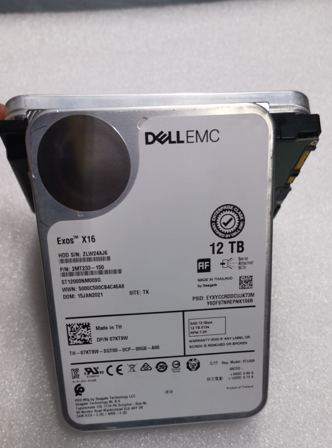DELL/Dell 12T SAS 3.5 ST12000NM009G 07KT9W Server Mechanical Hard Disk