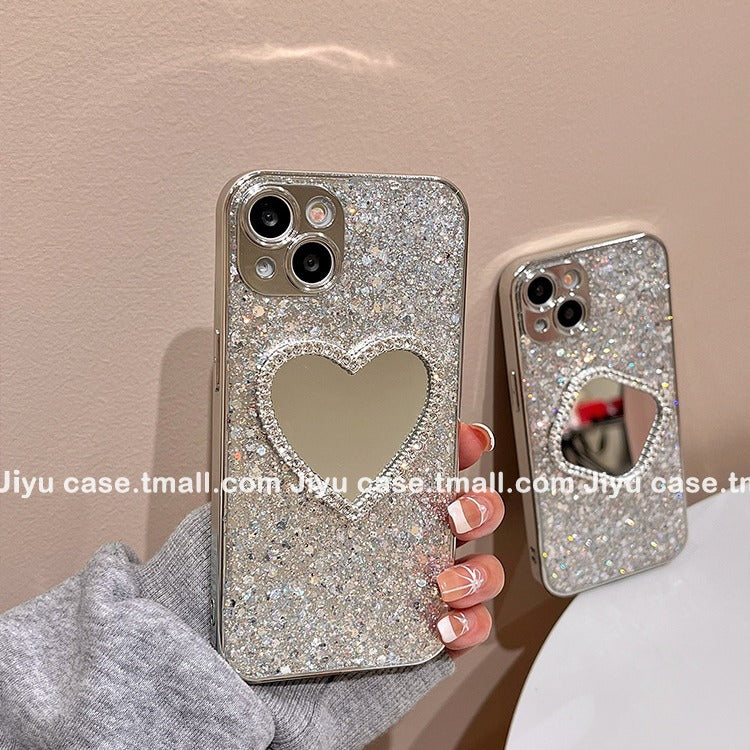 Accessories Luxury Flash Diamond Love Mirror Suitable for Apple 15promax Mobile Phone Case iphone14pro Premium 12pro