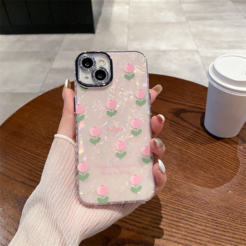 Accessories for iPhone15promax mobile phone case Apple 14 Pro Tulip 13 lens film 12 shell pattern 11 women