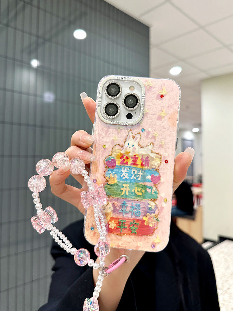 Accessories Princess please get rich Apply to Apple 15promax mobile phone case iPhone14 protective case 13 new cute