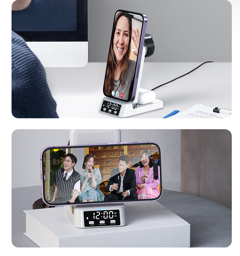 Wireless charger 3-in-1  desktop vertical clock wireless charging iwatch 8 multi-function base apple samsung
