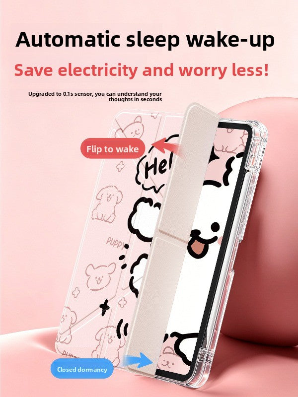 For huawei matepad tablet protective case air12 protective case se10.4 with pen slot 11.5 For glory 9 all-inclusive x10pro acrylic 115 transparent 10.8 powder line dog 2023 Tablet Accessories