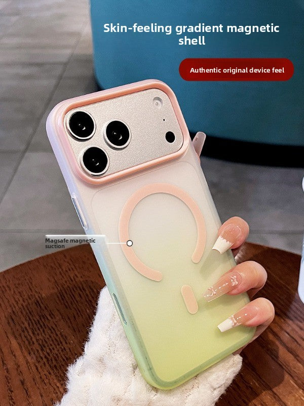 Skin feeling gradual change Magnetic suction For iPhone 18promax mobile phone case New iPhone17 matte semi-transparent back plate 16pro High protection at the lens Women's simple shell Phone Accessories