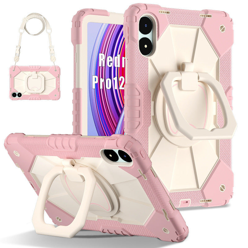 For Redmi Pad Pro 12.1 2024 Silicone Case Three Anti-Rotary Bracket Portable Protective Accessories