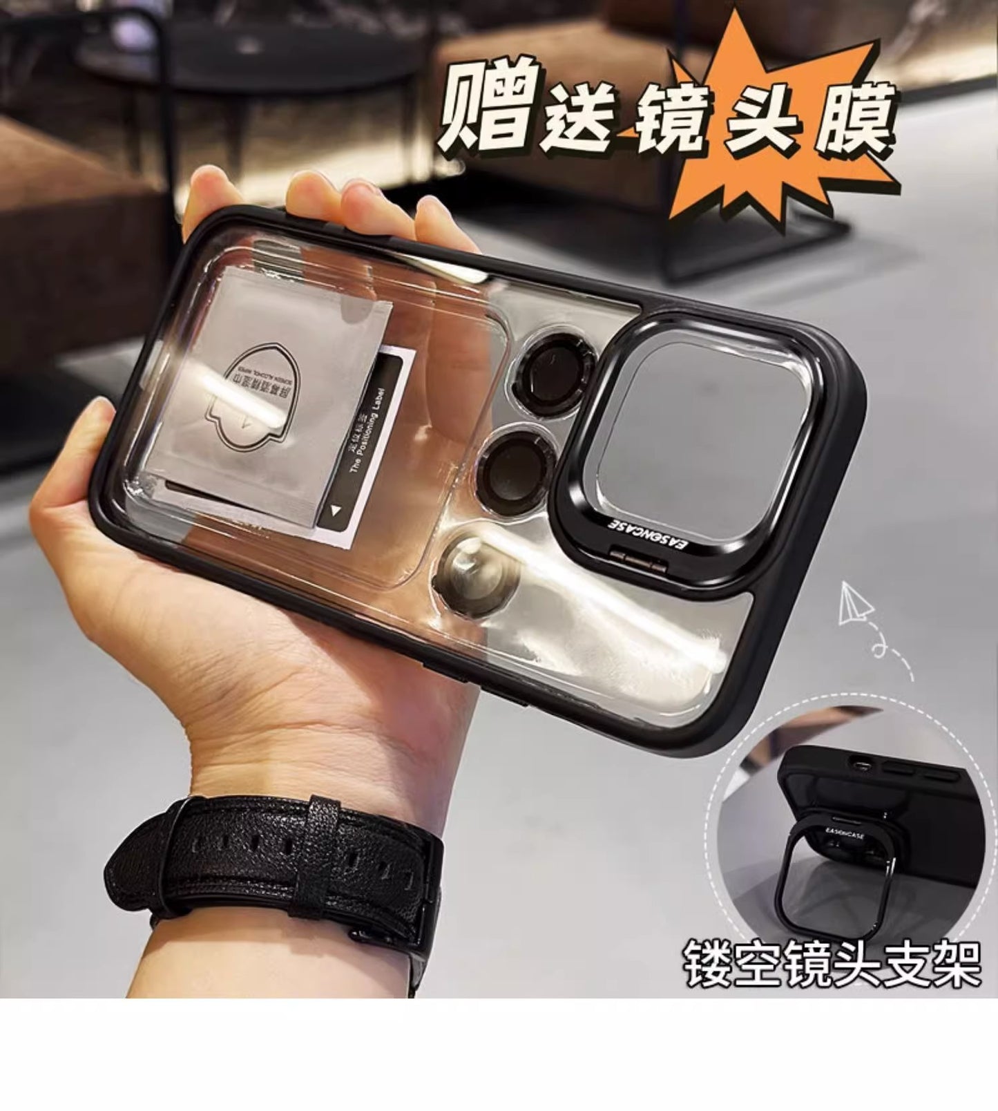 (Free shipping)For iPhone Superior summer orange  Phone case transparent lens film Lens cap bracket for free