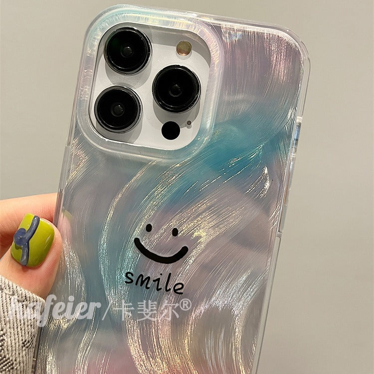 Accessories for advanced sense gradual change feather small smiley face bracelet iphone15pro max mobile phone case apple 14 new